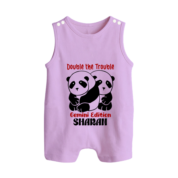 Double The Trouble Gemini Edition Romper Suit / Sleeveless Romper | Personalized Gemini Romper Suit / Sleeveless Romper for Your Little Trouble Maker - LILAC - 0 - 5 Months Old (Chest 18")