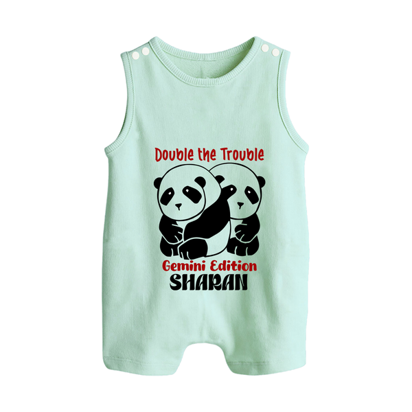 Double The Trouble Gemini Edition Romper Suit / Sleeveless Romper | Personalized Gemini Romper Suit / Sleeveless Romper for Your Little Trouble Maker - MINT GREEN - 0 - 5 Months Old (Chest 18")