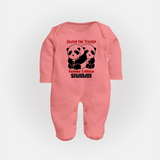 Double The Trouble Gemini Edition Sleepsuit / Full Sleeve Bodysuit | Personalized Gemini Sleepsuit / Full Sleeve Bodysuit for Your Little Trouble Maker - PEACH - New Born (Chest 7.5")
