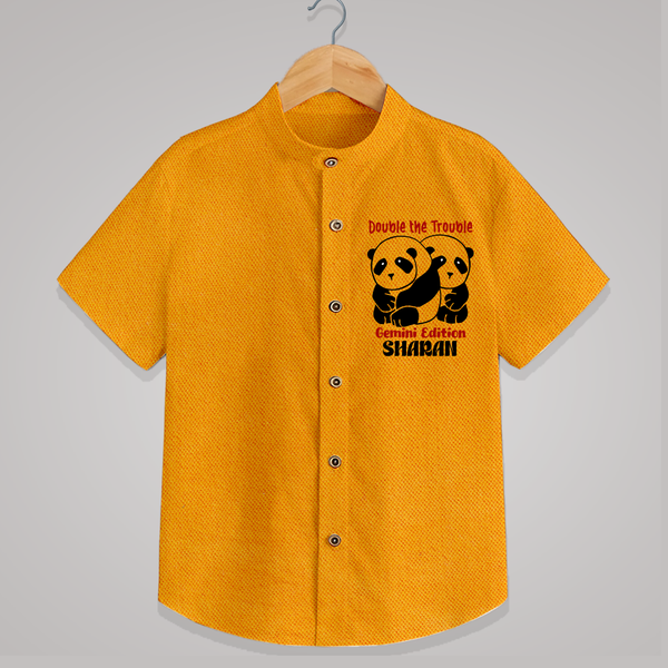 Double The Trouble Gemini Edition Shirt | Personalized Gemini Shirt for Your Little Trouble Maker - CHROME YELLOW - 0 - 6 Months Old (Chest 23")