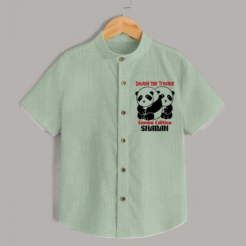 Double The Trouble Gemini Edition Shirt | Personalized Gemini Shirt for Your Little Trouble Maker - MINT GREEN - 0 - 6 Months Old (Chest 23")