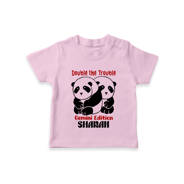 Double The Trouble Gemini Edition T-Shirt | Personalized Gemini T-Shirt for Your Little Trouble Maker - BABY PINK - 0-5 Months Old (Chest 17")
