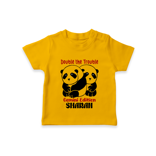 Double The Trouble Gemini Edition T-Shirt | Personalized Gemini T-Shirt for Your Little Trouble Maker - CHROME YELLOW - 0-5 Months Old (Chest 17")