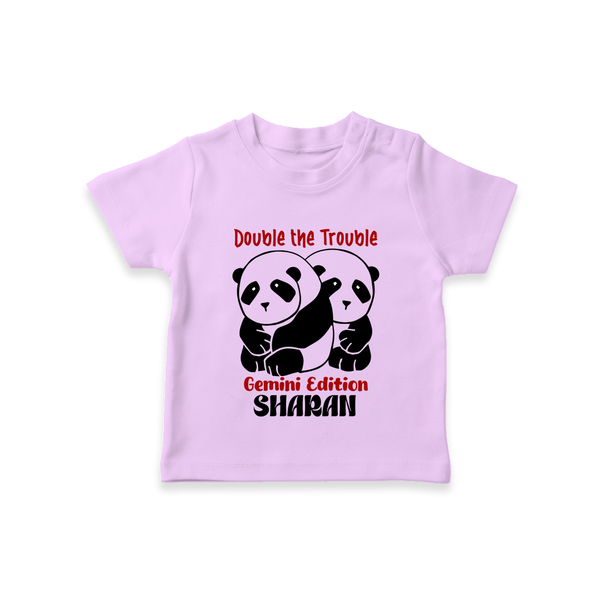 Double The Trouble Gemini Edition T-Shirt | Personalized Gemini T-Shirt for Your Little Trouble Maker - LILAC - 0-5 Months Old (Chest 17")