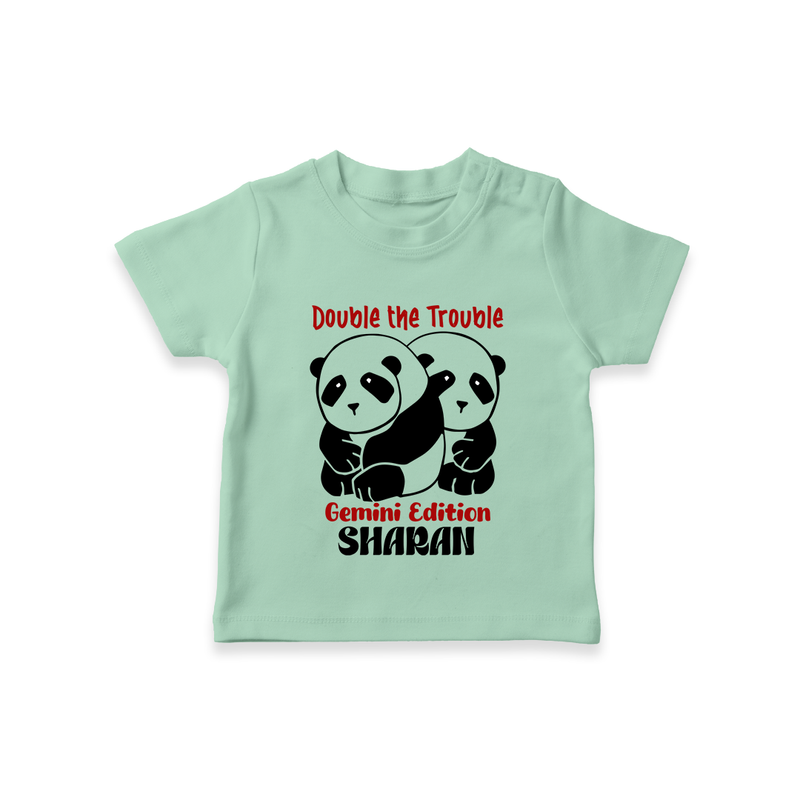 Double The Trouble Gemini Edition T-Shirt | Personalized Gemini T-Shirt for Your Little Trouble Maker - MINT GREEN - 0-5 Months Old (Chest 17")