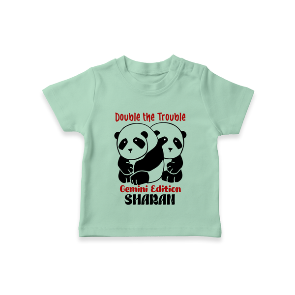 Double The Trouble Gemini Edition T-Shirt | Personalized Gemini T-Shirt for Your Little Trouble Maker - MINT GREEN - 0-5 Months Old (Chest 17")
