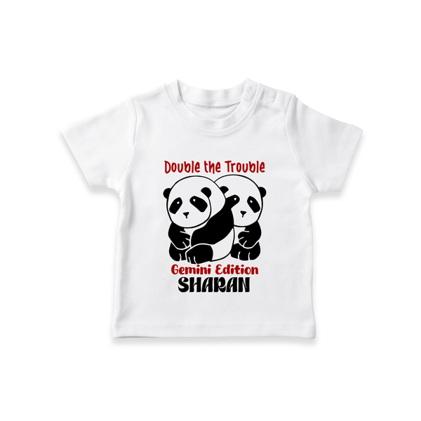 Double The Trouble Gemini Edition T-Shirt | Personalized Gemini T-Shirt for Your Little Trouble Maker - WHITE - 0-5 Months Old (Chest 17")