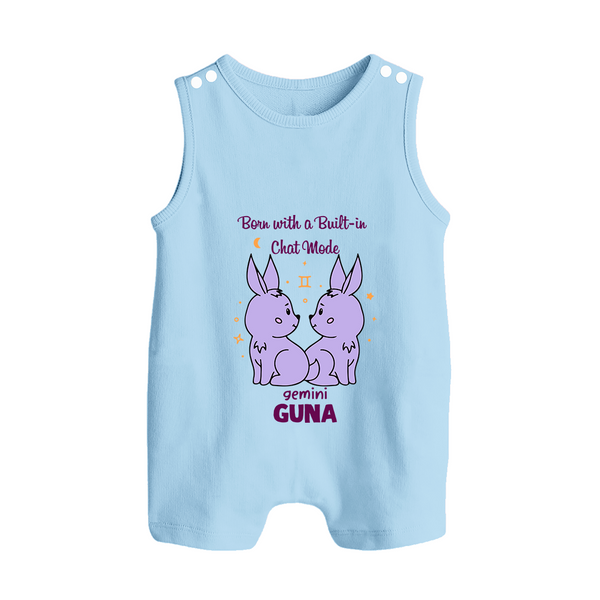 Born With A Built-In Chat Mode Gemini Romper Suit / Sleeveless Romper | Custom Gemini Romper Suit / Sleeveless Romper for Your Little Talker - BABY BLUE - 0 - 5 Months Old (Chest 18")