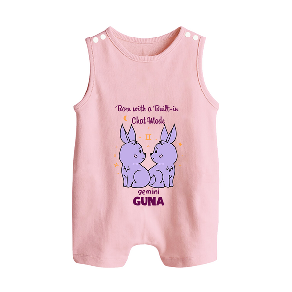 Born With A Built-In Chat Mode Gemini Romper Suit / Sleeveless Romper | Custom Gemini Romper Suit / Sleeveless Romper for Your Little Talker - BABY PINK - 0 - 5 Months Old (Chest 18")