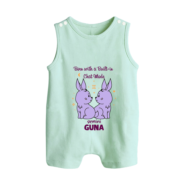 Born With A Built-In Chat Mode Gemini Romper Suit / Sleeveless Romper | Custom Gemini Romper Suit / Sleeveless Romper for Your Little Talker - MINT GREEN - 0 - 5 Months Old (Chest 18")