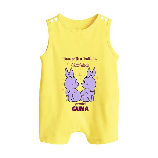 Born With A Built-In Chat Mode Gemini Romper Suit / Sleeveless Romper | Custom Gemini Romper Suit / Sleeveless Romper for Your Little Talker - PASTEL YELLOW - 0 - 5 Months Old (Chest 18")