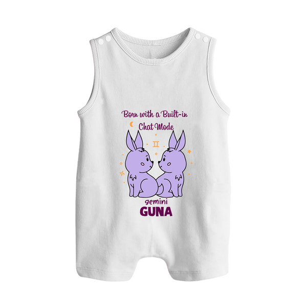 Born With A Built-In Chat Mode Gemini Romper Suit / Sleeveless Romper | Custom Gemini Romper Suit / Sleeveless Romper for Your Little Talker - WHITE - 0 - 5 Months Old (Chest 18")