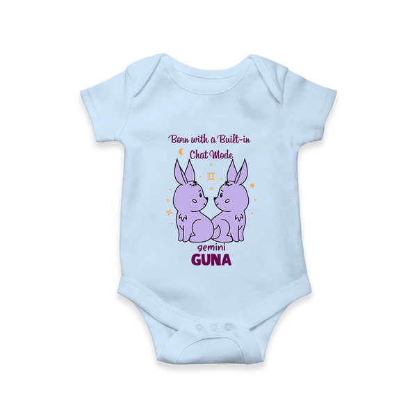 Born With A Built-In Chat Mode Gemini Romper / Onesie | Custom Gemini Romper / Onesie for Your Little Talker - BABY BLUE - New Born (Chest 14")