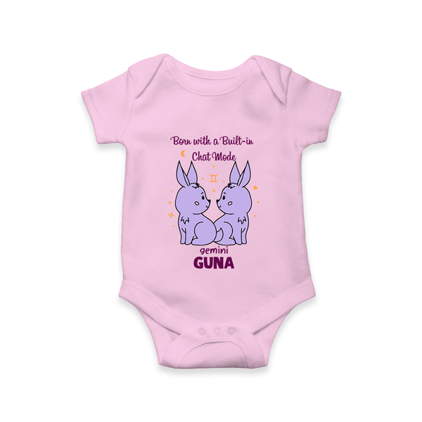 Born With A Built-In Chat Mode Gemini Romper / Onesie | Custom Gemini Romper / Onesie for Your Little Talker - BABY PINK - New Born (Chest 14")