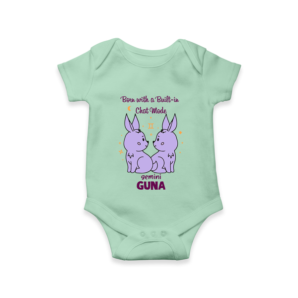 Born With A Built-In Chat Mode Gemini Romper / Onesie | Custom Gemini Romper / Onesie for Your Little Talker - MINT GREEN - New Born (Chest 14")