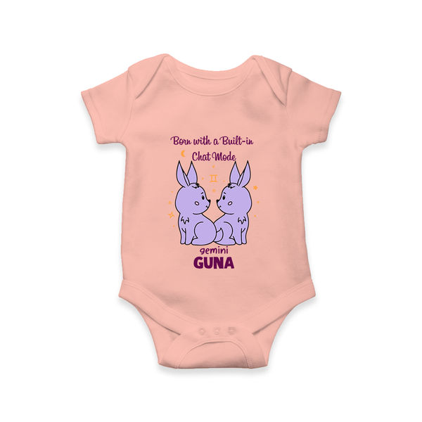 Born With A Built-In Chat Mode Gemini Romper / Onesie | Custom Gemini Romper / Onesie for Your Little Talker - PEACH - New Born (Chest 14")