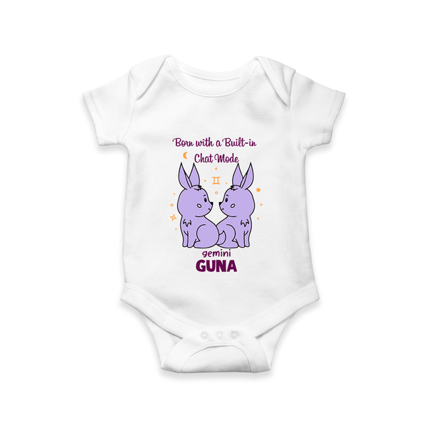 Born With A Built-In Chat Mode Gemini Romper / Onesie | Custom Gemini Romper / Onesie for Your Little Talker - WHITE - New Born (Chest 14")