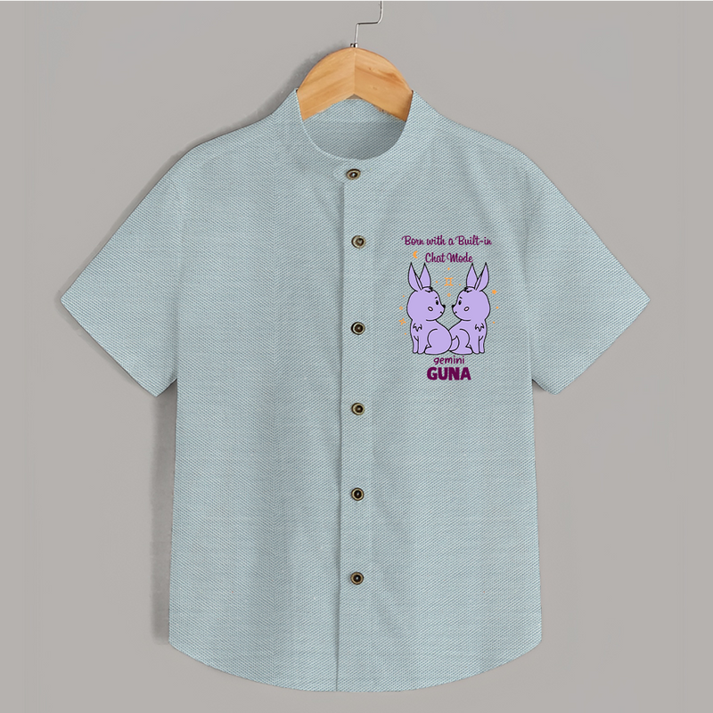 Born With A Built-In Chat Mode Gemini Shirt | Custom Gemini Shirt for Your Little Talker - ARCTIC BLUE - 0 - 6 Months Old (Chest 23")