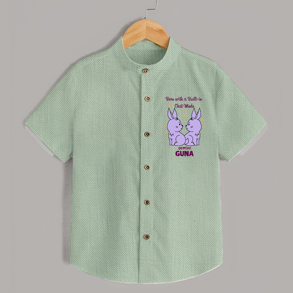 Born With A Built-In Chat Mode Gemini Shirt | Custom Gemini Shirt for Your Little Talker - MINT GREEN - 0 - 6 Months Old (Chest 23")