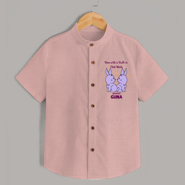 Born With A Built-In Chat Mode Gemini Shirt | Custom Gemini Shirt for Your Little Talker - PEACH - 0 - 6 Months Old (Chest 23")