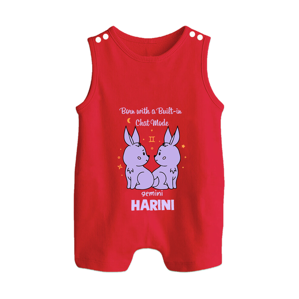 Born With A Built-In Chat Mode Gemini Romper Suit / Sleeveless Romper | Custom Gemini Romper Suit / Sleeveless Romper for Your Little Talker - RED - 0 - 5 Months Old (Chest 18")