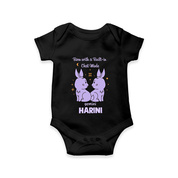 Born With A Built-In Chat Mode Gemini Romper / Onesie | Custom Gemini Romper / Onesie for Your Little Talker - BLACK - New Born (Chest 14")