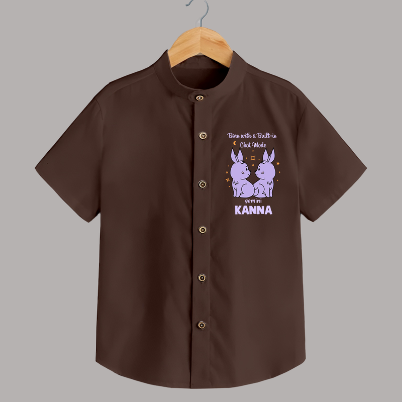 Born With A Built-In Chat Mode Gemini Shirt | Custom Gemini Shirt for Your Little Talker - CHOCOLATE BROWN - 0 - 6 Months Old (Chest 23")