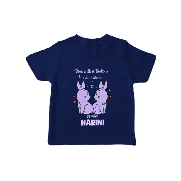 Born With A Built-In Chat Mode Gemini T-Shirt | Custom Gemini T-Shirt for Your Little Talker - NAVY BLUE - 0-5 Months Old (Chest 17")