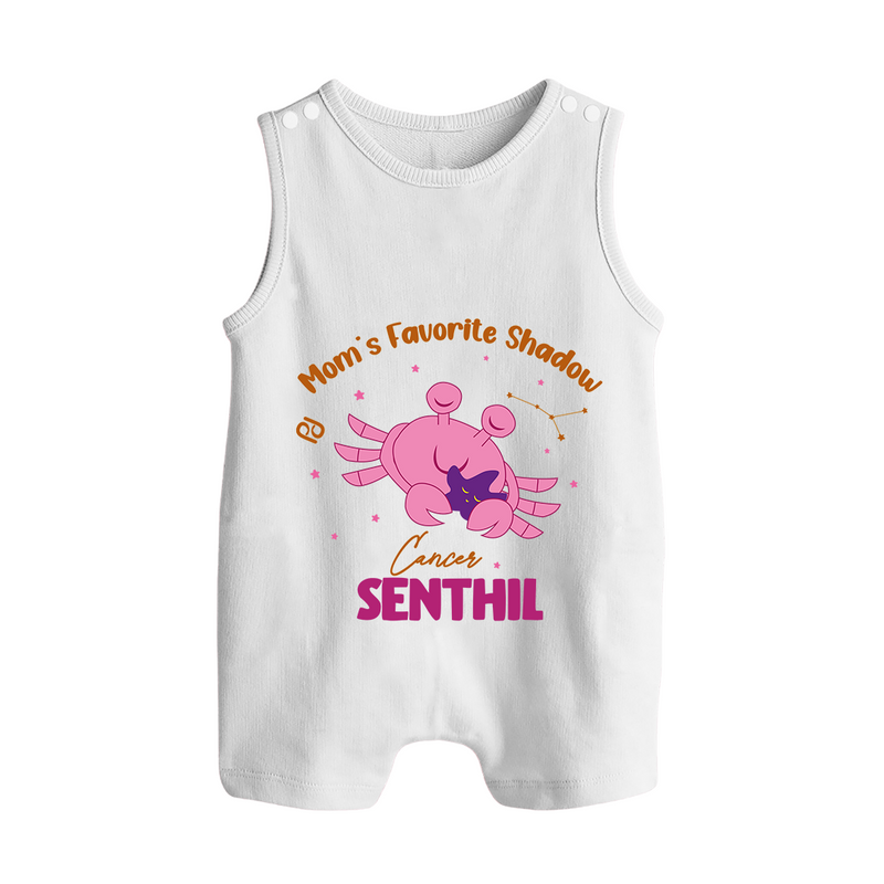 Mom's Favorite Shadow Cancer Romper Suit / Sleeveless Romper | Personalized Cancer Baby Romper Suit / Sleeveless Romper for Your Little Shadow - WHITE - 0 - 5 Months Old (Chest 18")