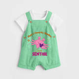 Mom's Favorite Shadow Cancer Dungaree Set | Personalized Cancer Baby Dungaree Set for Your Little Shadow - GREEN - 0 - 5 Months Old (Chest 18")