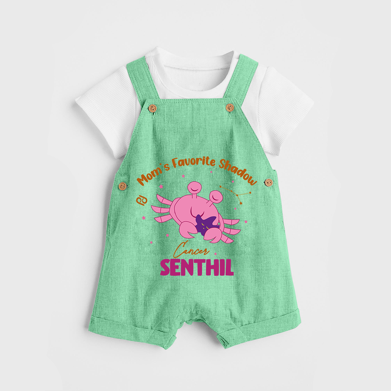 Mom's Favorite Shadow Cancer Dungaree Set | Personalized Cancer Baby Dungaree Set for Your Little Shadow - GREEN - 0 - 5 Months Old (Chest 18")