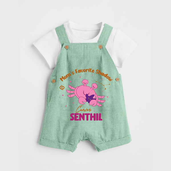 Mom's Favorite Shadow Cancer Dungaree Set | Personalized Cancer Baby Dungaree Set for Your Little Shadow - MINT GREEN - 0 - 5 Months Old (Chest 18")