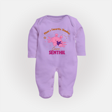 Mom's Favorite Shadow Cancer Sleepsuit / Full Sleeve Bodysuit | Personalized Cancer Baby Sleepsuit / Full Sleeve Bodysuit for Your Little Shadow - LILAC - New Born (Chest 7.5")
