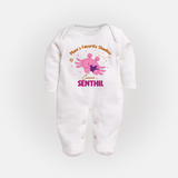 Mom's Favorite Shadow Cancer Sleepsuit / Full Sleeve Bodysuit | Personalized Cancer Baby Sleepsuit / Full Sleeve Bodysuit for Your Little Shadow - WHITE - New Born (Chest 7.5")