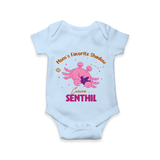 Mom's Favorite Shadow Cancer Romper / Onesie | Personalized Cancer Baby Romper / Onesie for Your Little Shadow - BABY BLUE - New Born (Chest 14")