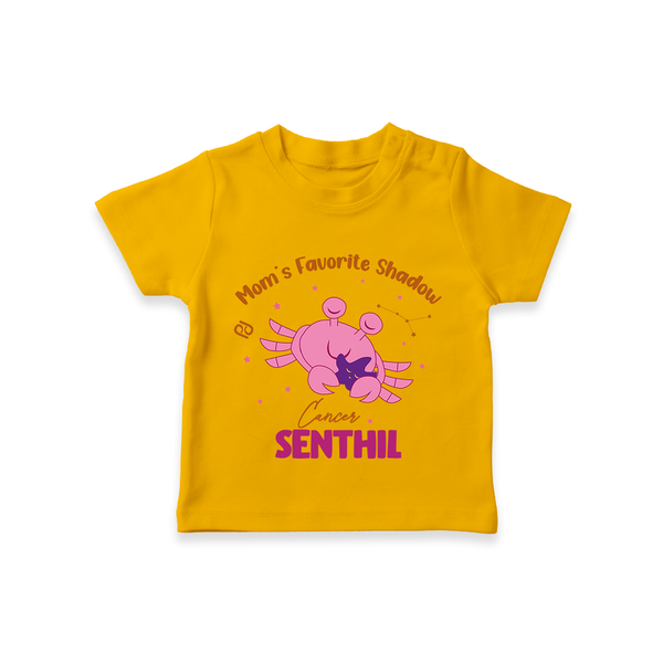 Mom's Favorite Shadow Cancer T-Shirt | Personalized Cancer Baby T-Shirt for Your Little Shadow - CHROME YELLOW - 0-5 Months Old (Chest 17")