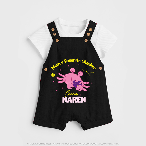 Mom's Favorite Shadow Cancer Dungaree Set | Personalized Cancer Baby Dungaree Set for Your Little Shadow - BLACK - 0 - 5 Months Old (Chest 18")