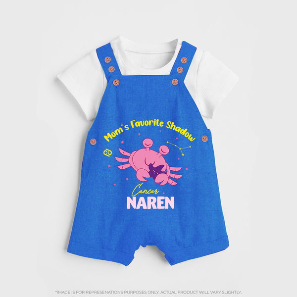 Mom's Favorite Shadow Cancer Dungaree Set | Personalized Cancer Baby Dungaree Set for Your Little Shadow - COBALT BLUE - 0 - 5 Months Old (Chest 18")