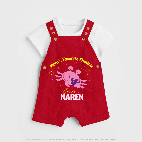 Mom's Favorite Shadow Cancer Dungaree Set | Personalized Cancer Baby Dungaree Set for Your Little Shadow - RED - 0 - 5 Months Old (Chest 18")
