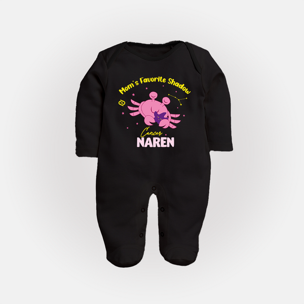 Mom's Favorite Shadow Cancer Sleepsuit / Full Sleeve Bodysuit | Personalized Cancer Baby Sleepsuit / Full Sleeve Bodysuit for Your Little Shadow - BLACK - New Born (Chest 7.5")