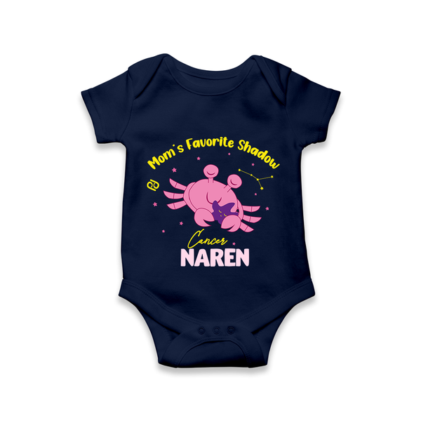 Mom's Favorite Shadow Cancer Romper / Onesie | Personalized Cancer Baby Romper / Onesie for Your Little Shadow - NAVY BLUE - New Born (Chest 14")