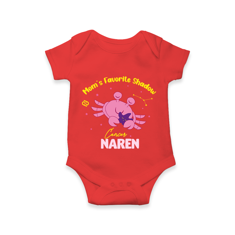 Mom's Favorite Shadow Cancer Romper / Onesie | Personalized Cancer Baby Romper / Onesie for Your Little Shadow - RED - New Born (Chest 14")