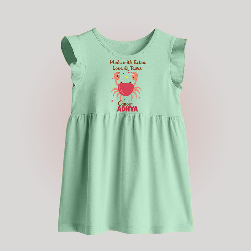 Made With Extra Love And Tears Cancer Baby Frock | Custom Cancer Baby Frock for Your Little One - MINT GREEN - 0 - 3 Months Old (Chest 17")