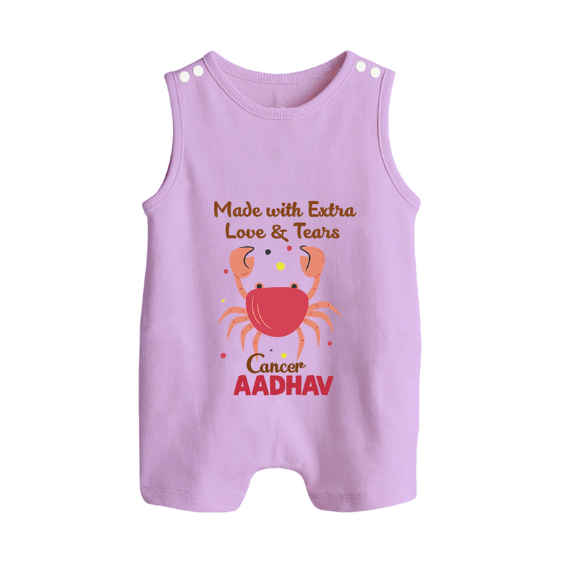 Made With Extra Love And Tears Cancer Romper Suit / Sleeveless Romper | Custom Cancer Romper Suit / Sleeveless Romper for Your Little One - LILAC - 0 - 5 Months Old (Chest 18")