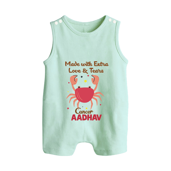 Made With Extra Love And Tears Cancer Romper Suit / Sleeveless Romper | Custom Cancer Romper Suit / Sleeveless Romper for Your Little One - MINT GREEN - 0 - 5 Months Old (Chest 18")