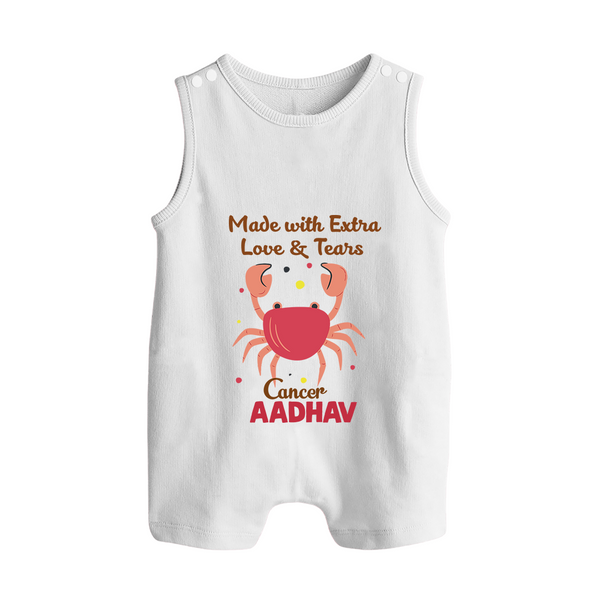 Made With Extra Love And Tears Cancer Romper Suit / Sleeveless Romper | Custom Cancer Romper Suit / Sleeveless Romper for Your Little One - WHITE - 0 - 5 Months Old (Chest 18")