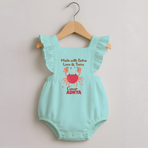 Made With Extra Love And Tears Cancer Romper Frock | Custom Cancer Romper Frock for Your Little One - MINT GREEN - 0 - 3 Months Old (Chest 19")