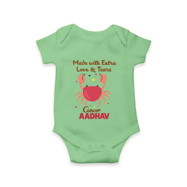 Made With Extra Love And Tears Cancer Romper / Onesie | Custom Cancer Romper / Onesie for Your Little One - GREEN - New Born (Chest 14")