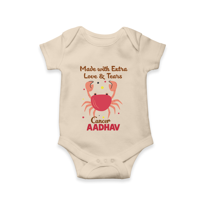 Made With Extra Love And Tears Cancer Romper / Onesie | Custom Cancer Romper / Onesie for Your Little One - IVORY - New Born (Chest 14")