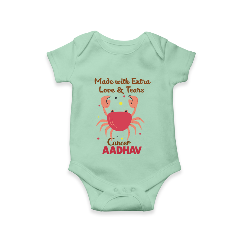 Made With Extra Love And Tears Cancer Romper / Onesie | Custom Cancer Romper / Onesie for Your Little One - MINT GREEN - New Born (Chest 14")